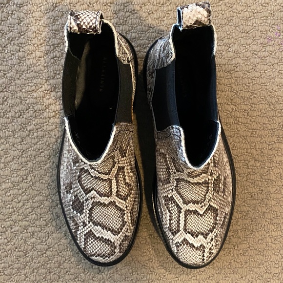 AllSaints Bea Leather Snake Chelsea Boot in Taupe/Grey Size 8 - Picture 7 of 9